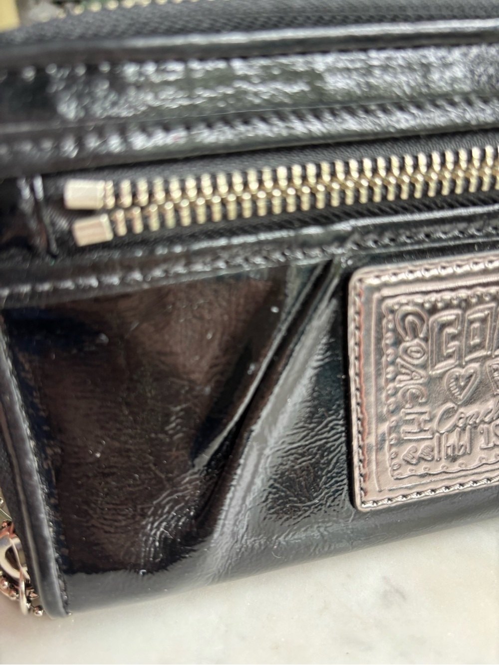 Coach Black Poppy Patent Leather Wristlet/Wallet - Picture 12 of 15